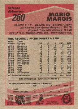 1989-90 O-Pee-Chee #260 Mario Marois Back