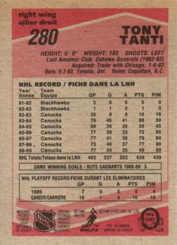 1989-90 O-Pee-Chee #280 Tony Tanti Back