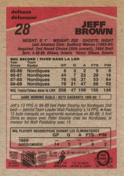 1989-90 O-Pee-Chee #28 Jeff Brown Back