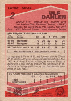 1989-90 O-Pee-Chee #2 Ulf Dahlen Back