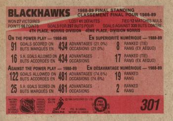 1989-90 O-Pee-Chee #301 Chicago Blackhawks Back