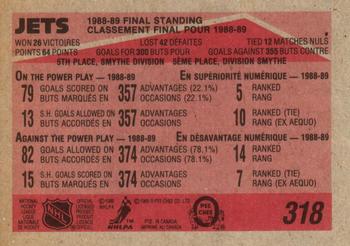 1989-90 O-Pee-Chee #318 Winnipeg Jets Back