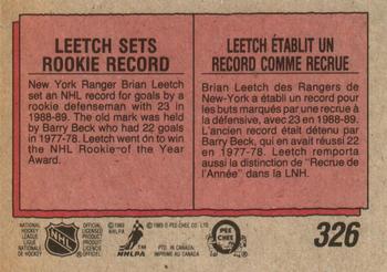 1989-90 O-Pee-Chee #326 Brian Leetch Back