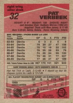 1989-90 O-Pee-Chee #32 Pat Verbeek Back