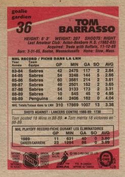 1989-90 O-Pee-Chee #36 Tom Barrasso Back
