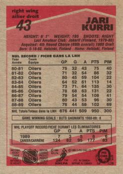 1989-90 O-Pee-Chee #43 Jari Kurri Back