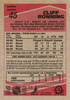 1989-90 O-Pee-Chee #45 Cliff Ronning Back
