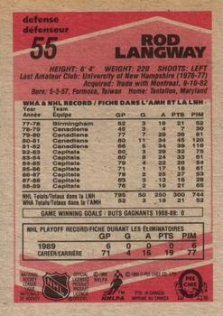 1989-90 O-Pee-Chee #55 Rod Langway Back