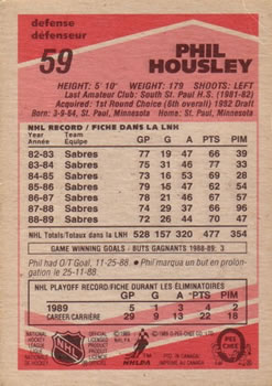 1989-90 O-Pee-Chee #59 Phil Housley Back