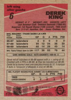 1989-90 O-Pee-Chee #6 Derek King Back