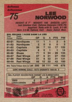 1989-90 O-Pee-Chee #75 Lee Norwood Back