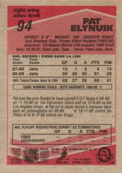 1989-90 O-Pee-Chee #94 Pat Elynuik Back