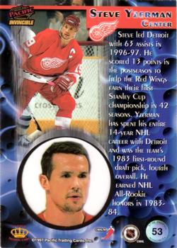 1997-98 Pacific Invincible - Red #53 Steve Yzerman Back