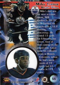 1997-98 Pacific Invincible - Silver #55 Mike Grier Back