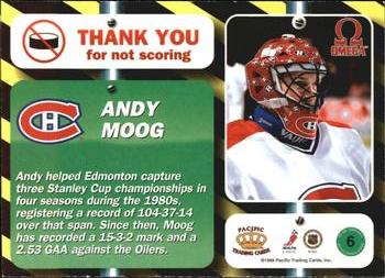 1997-98 Pacific Omega - No Scoring Zone #6 Andy Moog Back