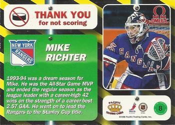 1997-98 Pacific Omega - No Scoring Zone #8 Mike Richter Back