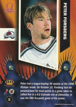 1997-98 Pacific Omega - Stick Handle Laser Cuts #5 Peter Forsberg Back
