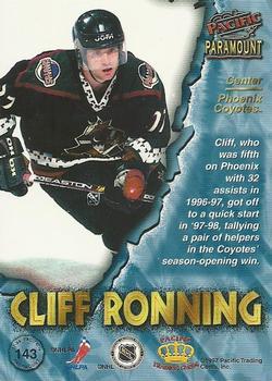 1997-98 Pacific Paramount - Dark Gray #143 Cliff Ronning Back