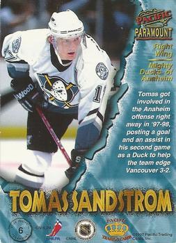 1997-98 Pacific Paramount - Emerald Green #6 Tomas Sandstrom Back