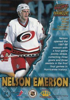 1997-98 Pacific Paramount - Emerald Green #34 Nelson Emerson Back