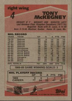 1989-90 Topps #4 Tony McKegney Back