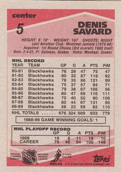1989-90 Topps #5 Denis Savard Back