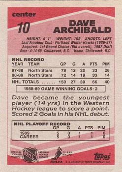 1989-90 Topps #10 Dave Archibald Back