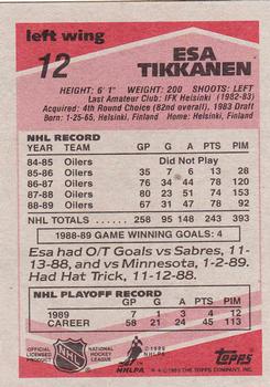 1989-90 Topps #12 Esa Tikkanen Back