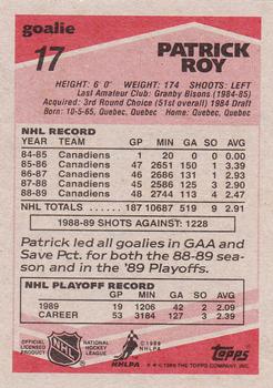 1989-90 Topps #17 Patrick Roy Back