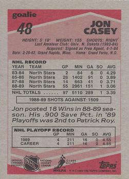 1989-90 Topps #48 Jon Casey Back