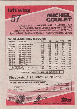 1989-90 Topps #57 Michel Goulet Back