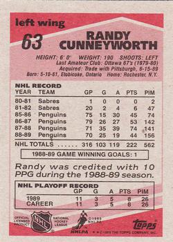1989-90 Topps #63 Randy Cunneyworth Back