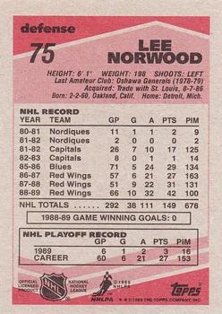 1989-90 Topps #75 Lee Norwood Back