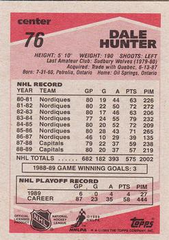1989-90 Topps #76 Dale Hunter Back
