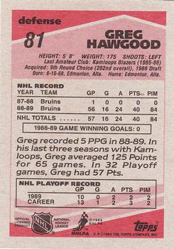 1989-90 Topps #81 Greg Hawgood Back