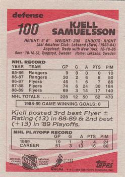 1989-90 Topps #100 Kjell Samuelsson Back
