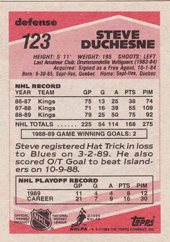 1989-90 Topps #123 Steve Duchesne Back