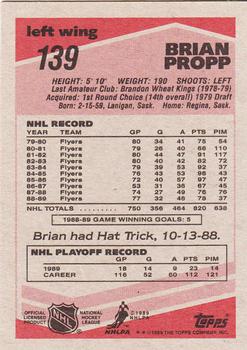 1989-90 Topps #139 Brian Propp Back