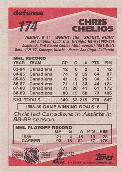 1989-90 Topps #174 Chris Chelios Back