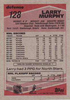 1989-90 Topps #128 Larry Murphy Back