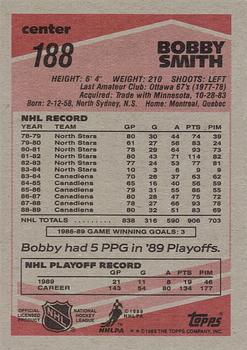 1989-90 Topps #188 Bobby Smith Back
