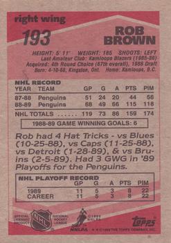 1989-90 Topps #193 Rob Brown Back