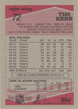 1989-90 Topps #72 Tim Kerr Back