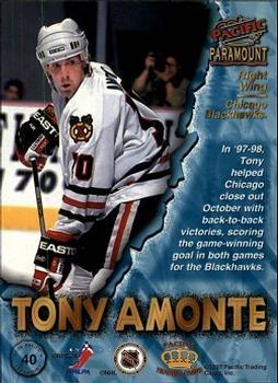 1997-98 Pacific Paramount - Ice Blue #40 Tony Amonte Back