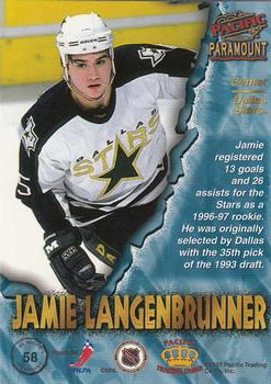 1997-98 Pacific Paramount - Ice Blue #58 Jamie Langenbrunner Back