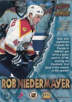 1997-98 Pacific Paramount - Ice Blue #83 Rob Niedermayer Back
