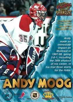 1997-98 Pacific Paramount - Ice Blue #96 Andy Moog Back