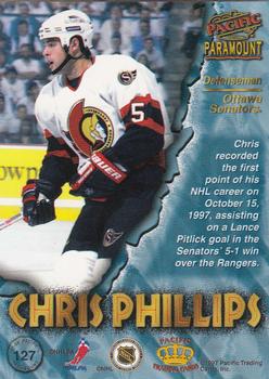 1997-98 Pacific Paramount - Ice Blue #127 Chris Phillips Back