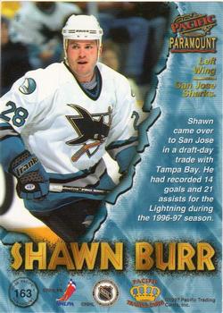 1997-98 Pacific Paramount - Ice Blue #163 Shawn Burr Back
