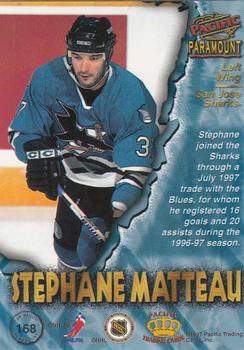 1997-98 Pacific Paramount - Ice Blue #168 Stephane Matteau Back